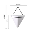 White geometric wall planter with black metal frame and dimensions marked for succulents - Small Triangle White Pot Black Rack