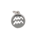 Silver Aquarius zodiac pendant with circular cutout design for DIY jewelry making - Aquarius 2 (Pendant Only (Without Chain)) / Silver