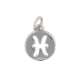 Polished silver metal round charm with cutout Pisces zodiac symbol for necklaces - Pisces 2 (Pendant Only (Without Chain)) / Silver