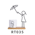 Nordic minimalist parent-child ceramic planter with black iron umbrella frame on wood base - Mother Model (RT035)
