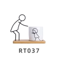 Minimalist stick figure metal stand with white ceramic succulent pot on bamboo base - Father Model (RT037)