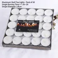 Bulk pack of 50 white tealight candles in aluminum cups with 1.5-2 hours burn time - Tea Lights (Burning Time 1.5-2h) / 50 Pieces