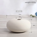 Minimalist matte white ceramic vase with horizontal texture, 15cm diameter design - White Ribbed Flat Round Vase (HP006)
