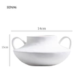 Minimalist white ceramic vase with handles for Nordic decor, size 14x15cm, model HP696 - HP696 Biscuit White Double Handle Style