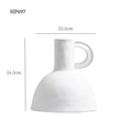 Minimalist white ceramic vase with circular handle and matte finish, height 24.5cm - HP697 Biscuit White Pitcher Style