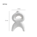 Minimalist white abstract ceramic vase with hollow curved design, size 21x14cm - HP700 Biscuit White Abstract Style