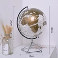 Modern 30cm LED transparent globe with gold map and silver tripod stand for desk decor - Globe - Gold