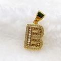 Luxury gold-plated letter B pendant with baguette-cut zircons and micro-pave crystals - Pendant Only (Without Chain) / Gold B