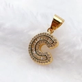 Hip hop style gold-plated letter C pendant with sparkling cubic zirconia stones - Pendant Only (Without Chain) / Gold C