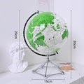 Transparent LED globe lamp with green map on silver metal stand, height 30cm - Globe - Green