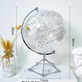 Modern transparent silver globe decor with metal stand and detailed Chinese geography - Transparent Globe - White