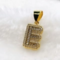 Hip-Hop-Anhänger Buchstabe B goldfarben mit glitzernden Zirkonia-Steinen für Damen und Herren - Nur Anhänger (Ohne Kette) / Gold E