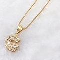 Luxurious gold-plated necklace featuring a zircon-encrusted letter G flower pendant - Gold G