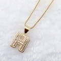 Luxury gold-plated initial H pendant necklace with sparkling cubic zirconia pavé setting - Gold H