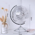 Modern transparent silver globe with chrome metal stand for elegant office desk decor - Globe - Silver