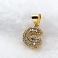 Hip-Hop-Anhänger Buchstabe G goldfarben mit Zirkoniasteinen besetzt für Damen und Herren - Nur Anhänger (Ohne Kette) / Gold G
