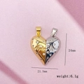 Detailansicht der Herz-Magnetketten mit Herzschlaglinie und Zirkonia-Inlay, 24 mm Größe - Gold Und Silber EKG Herz Passender Stil / Nur Anhänger (Ohne Kette)