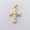 Cross jewelry pendant with white enamel and golden metal frame for DIY necklaces - Pendant Only (Without Chain) / White