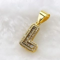 Hip-Hop-Anhänger Buchstabe L aus Gold mit Baguette- und runden Zirkonia-Steinen - Nur Anhänger (Ohne Kette) / Gold L