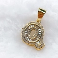 Gold plated letter Q pendant necklace encrusted with shimmering cubic zirconia crystals - Gold Q