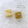 Polished golden square bead charms for DIY necklaces with 8.5mm large hole aperture - Single Pendant (Chain Not Included) / Gold