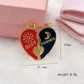 Details zum magnetischen Herzanhänger für beste Freunde mit Emaille-Sonne und Mond - Sonne Mond Beste Freunde Passender Stil / Nur Anhänger (Ohne Kette)