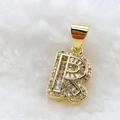 Vergoldeter Buchstabe R Anhänger mit funkelnden Zirkoniasteinen im Iced-Out Stil - Nur Anhänger (Ohne Kette) / Gold R