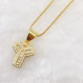 Gold plated initial Y necklace with sparkling cubic zirconia stones and box chain - Gold Y