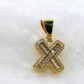 Vergoldeter Buchstabe X Anhänger mit funkelnden Zirkonia Steinen im Iced Out Design - Nur Anhänger (Ohne Kette) / Gold X