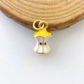 Macro detail of apple core enamel pendant with gold plating and white yellow finish - Yellow Skin Apple Core (Model #3) / Pendant Only (No Chain)
