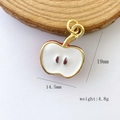 Detail of red apple pendant with enamel finish showing dimensions 19mm by 14.5mm and weight - Red Apple Slice (Model #5)