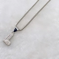 Iced out silver flower letter L pendant necklace with zircon pavé on link chain - Silver L