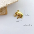 Macro view of 15mm golden elephant charm with dimensions and weight measurements - Elephant Shape