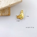 Detailed macro view of a 15mm gold banana charm with size and weight dimensions - Banana Shape