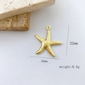 Macro view of a 22mm gold starfish charm with textured surface and size markings - Starfish Shape