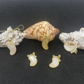Golden baby footprint pendant necklace with white shell inlay and sparkling crystals - Footprint Pendant Necklace (239626)