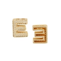 Gold-plated letter E pendant with white zircon stones for DIY necklace jewelry making - Letter E