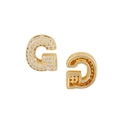 Golden 26 alphabet letter G pendant with micro-pave zircons and hollow back detailing - Letter G