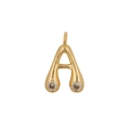 Minimalist gold plated letter A pendant with sparkling white zircon gemstones - Pendant Only (Without Chain) / Letter A