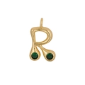 Golden R letter pendant with green zircon stones for customized DIY jewelry necklaces - Pendant Only (Without Chain) / Letter R