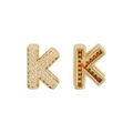 Golden cubic zirconia letter K pendant featuring detailed iced-out crystal pavé setting - Letter K