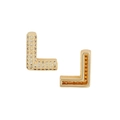 Gold plated letter L stud earrings with micro-paved white and brown cubic zirconia - L
