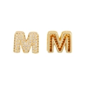 Golden letter M pendant featuring full zircon pavé setting and polished metal finish - M