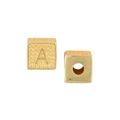 Polished gold square cube pendant featuring an engraved letter A and center hole - Letter A / Single (Without Chain) / Gold