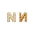 Sparkling gold letter N stud earrings with micro-paved cubic zirconia accents - Letter N