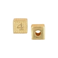 Gouden kubuskraal met nummer 4 in reliëf en gestippelde achtergrond voor DIY-sieraden - Enkel Stuk Zonder Ketting / US 4
