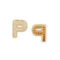 Gold plated letter P pendant with micro-paved white zircons and hollow back design - Letter P