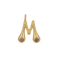 Gold-plated letter M pendant featuring colorful cubic zirconia for DIY necklaces - Letter M
