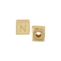 Polished gold cubic bead with letter N and threaded hole for hip-hop necklaces - Letter N / Single (Without Chain) / Gold