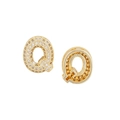 Sparkling gold plated 3D letter Q pendant paved with cubic zirconia stones - Letter Q